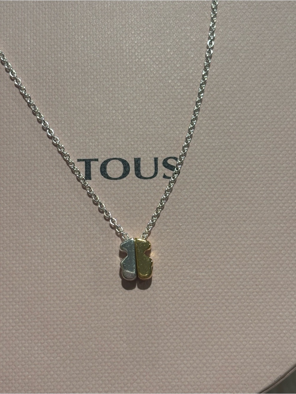 TOUS Two-Tone Bear Pendant Necklace in Gold and Silver